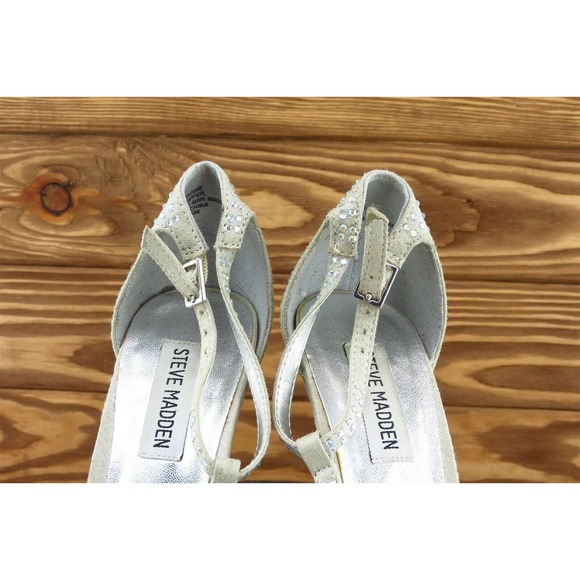 Steve Madden Women Sz 7.5 M Beige Platform Synthetic Shoes Maggie - Picture 3 of 7